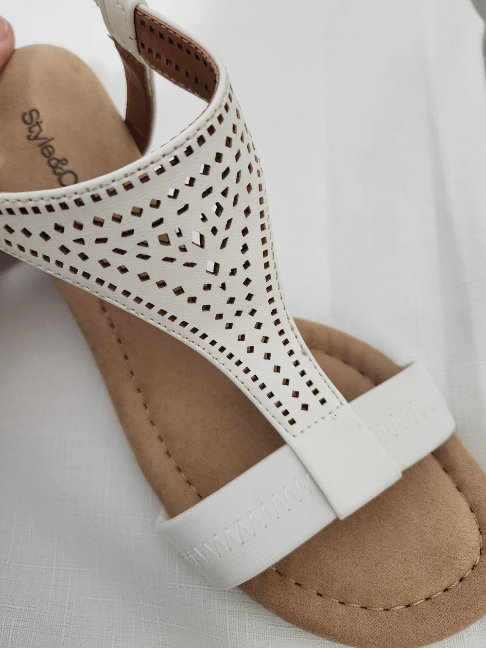 Style & Co. Vacanzaa White Wedge Sandals-size 6.5
